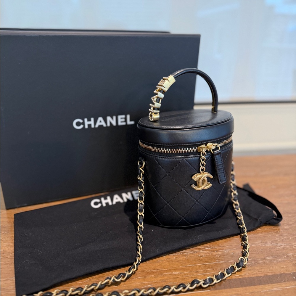 Chanel Black and Gold Mini Quilted Bag - Picture 6 of 7